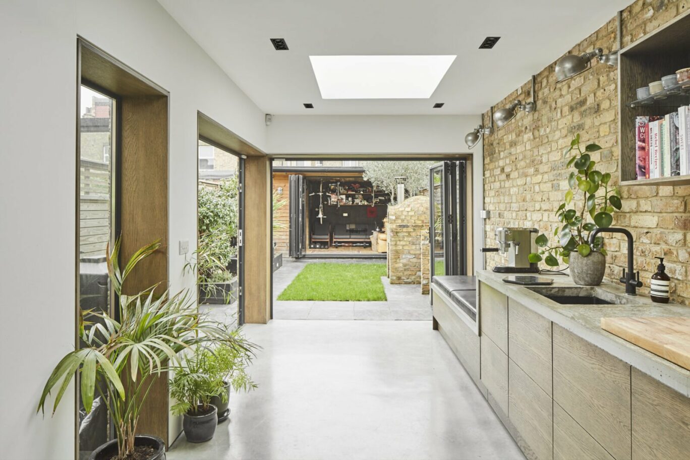 brick rear house extension, inside house